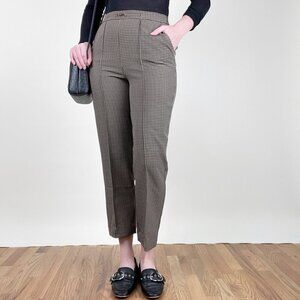 Vintage High Rise Waisted Plaid Check Trouser Pants Preppy Dark Light Academia